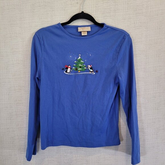M&C Sportswear Tops - Vintage MC Sportswear T Shirt Womens S Christmas Graphic Long Sleeve Top Y2K